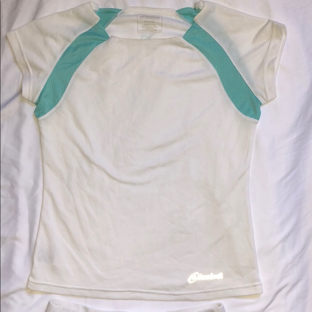 Cloud veil white & teal t-shirt Top. - Picture 2 of 5